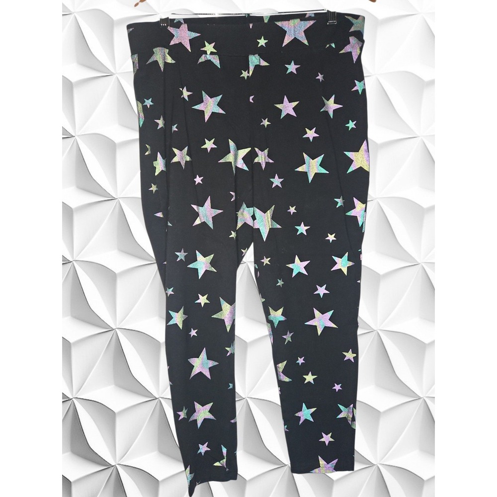 Torrid Black Iridescent Holographic Star Print Leggings Plus Size 2 Ankle Length